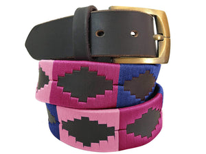 CARLOS DIAZ Mens Womens Premium Unisex Brown Leather Embroidered Designer Polo Belt