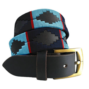 CARLOS DIAZ Mens Womens Premium Unisex Brown Leather Embroidered Designer Polo Belt