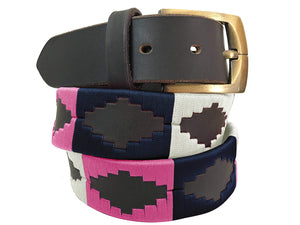 CARLOS DIAZ Mens Womens Premium Unisex Brown Leather Embroidered Designer Polo Belt