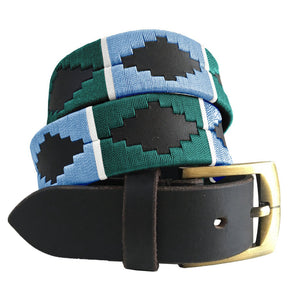 CARLOS DIAZ Mens Womens Premium Unisex Brown Leather Embroidered Designer Polo Belt