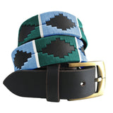 CARLOS DIAZ Mens Womens Premium Unisex Brown Leather Embroidered Designer Polo Belt