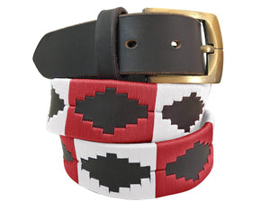 CARLOS DIAZ Mens Womens Premium Unisex Brown Leather Embroidered Designer Polo Belt
