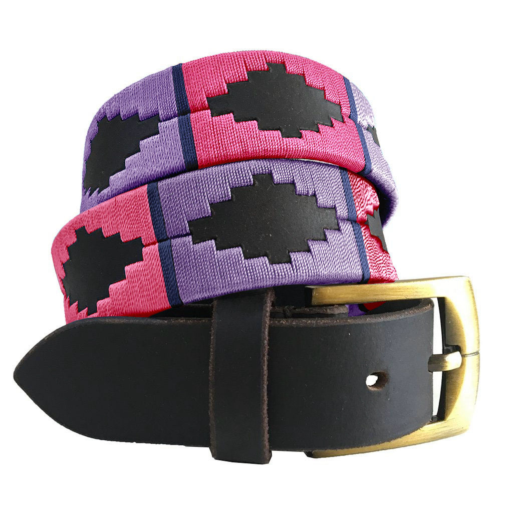 CARLOS DIAZ Mens Womens Premium Unisex Brown Leather Embroidered Designer Polo Belt