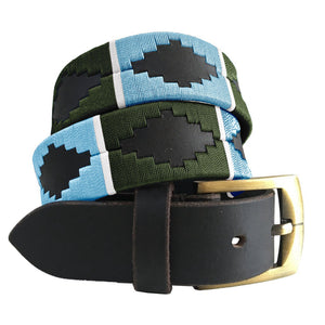 CARLOS DIAZ Mens Womens Premium Unisex Brown Leather Embroidered Designer Polo Belt