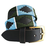 CARLOS DIAZ Mens Womens Premium Unisex Brown Leather Embroidered Designer Polo Belt