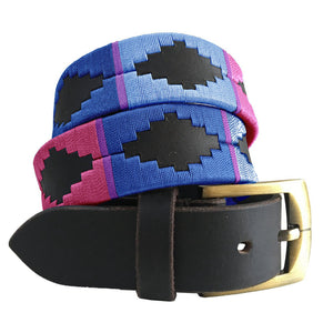 CARLOS DIAZ Mens Womens Premium Unisex Brown Leather Embroidered Designer Polo Belt