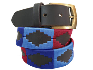 CARLOS DIAZ Mens Womens Premium Unisex Brown Leather Embroidered Designer Polo Belt