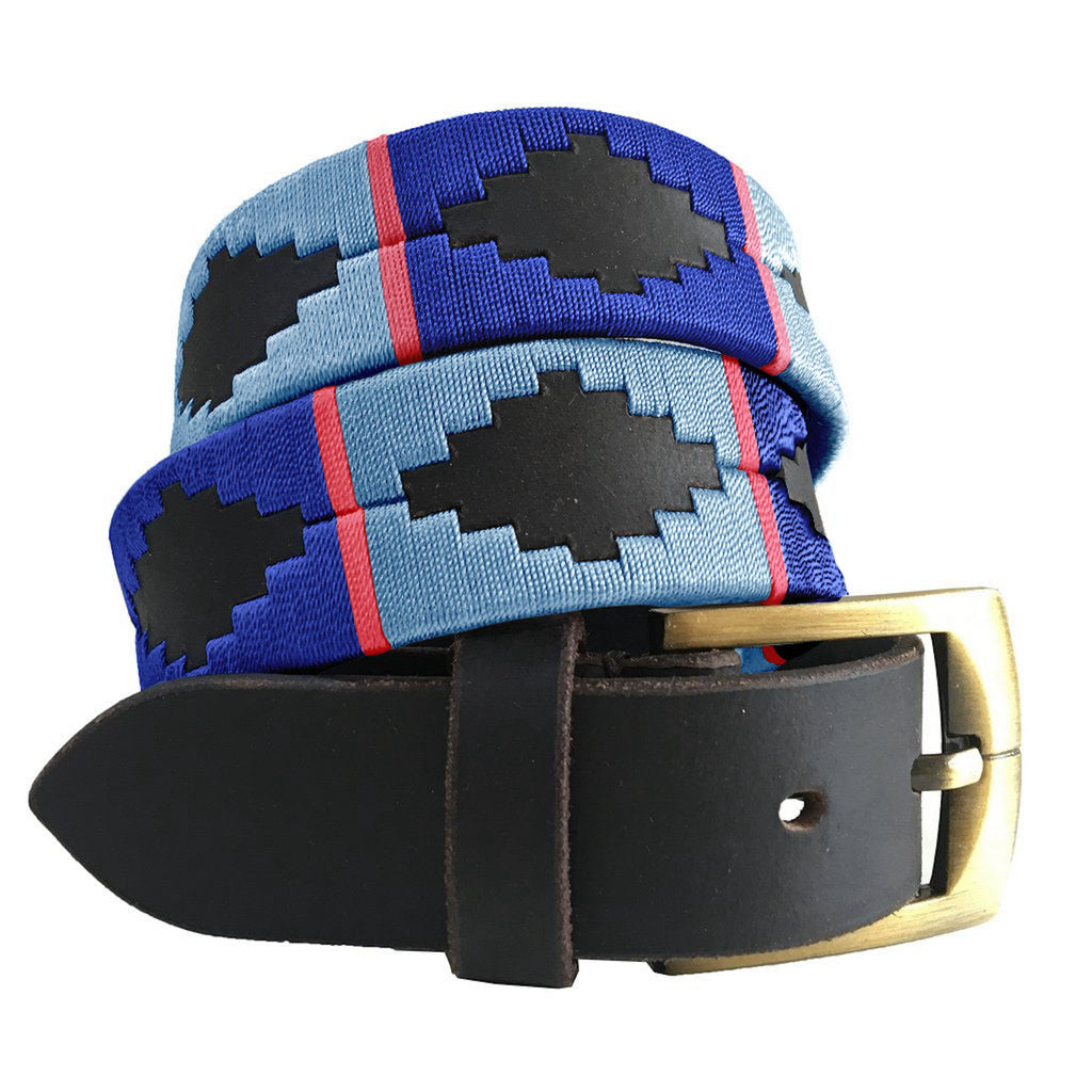 CARLOS DIAZ Mens Womens Premium Unisex Brown Leather Embroidered Designer Polo Belt