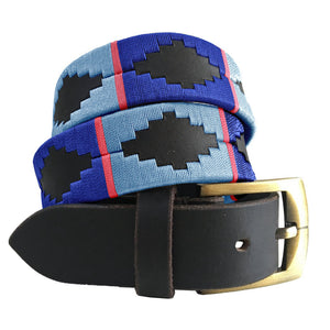 CARLOS DIAZ Mens Womens Premium Unisex Brown Leather Embroidered Designer Polo Belt