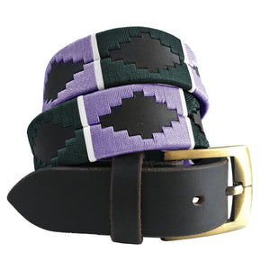 CARLOS DIAZ Mens Womens Premium Unisex Brown Leather Embroidered Designer Polo Belt