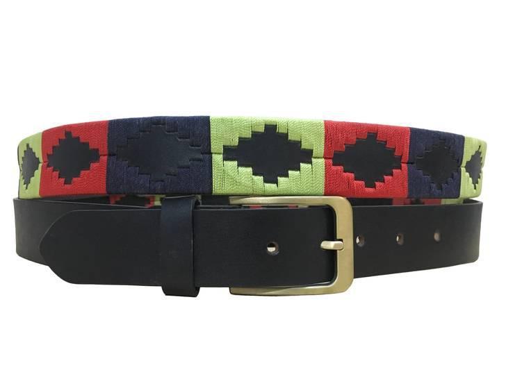 CARLOS DIAZ Mens Womens Premium Unisex Brown Leather Embroidered Designer Polo Belt