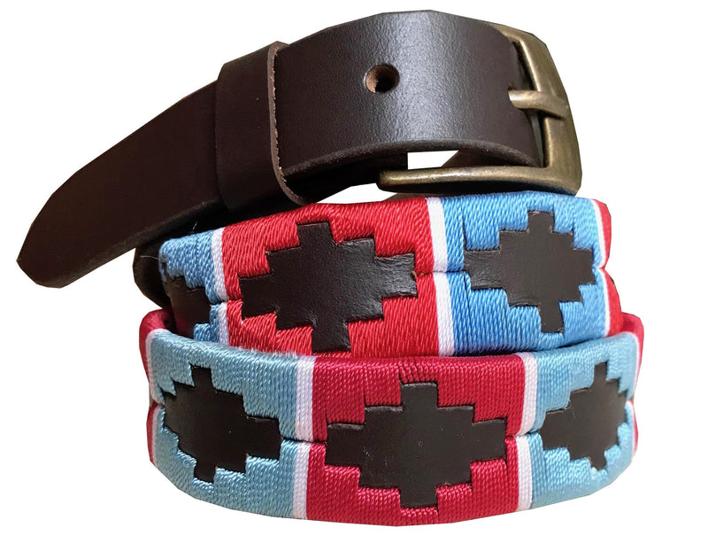 RÍO TERCERO - Children's Polo Belt CARLOS DIAZ Boys Girls Kids Childrens Premium Unisex Brown Leather Embroidered Designer Gaucho Polo Belt