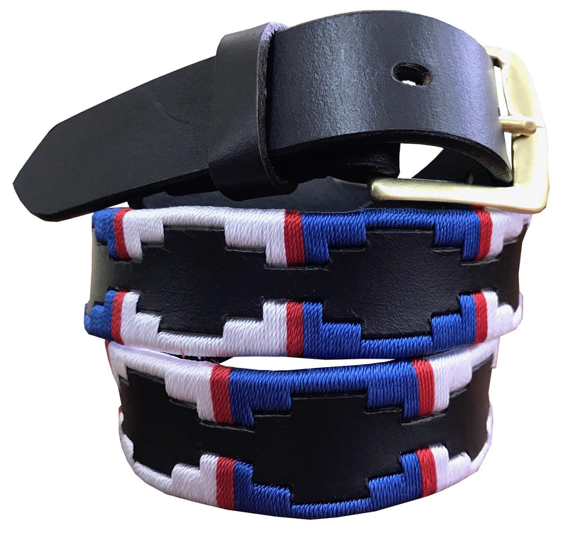 CÓRDOBA - Children's Polo Belt CARLOS DIAZ Boys Girls Kids Childrens Premium Unisex Brown Leather Embroidered Designer Gaucho Polo Belt