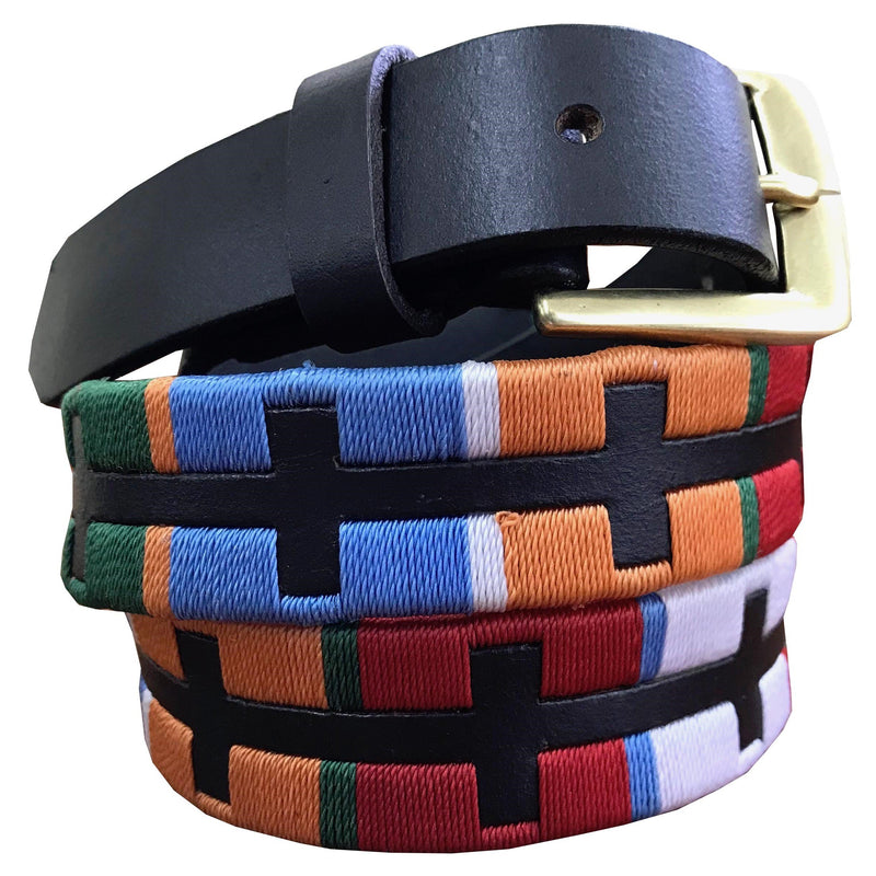 PIÑEIRO - Children's Polo Belt CARLOS DIAZ Boys Girls Kids Childrens Premium Unisex Brown Leather Embroidered Designer Gaucho Polo Belt