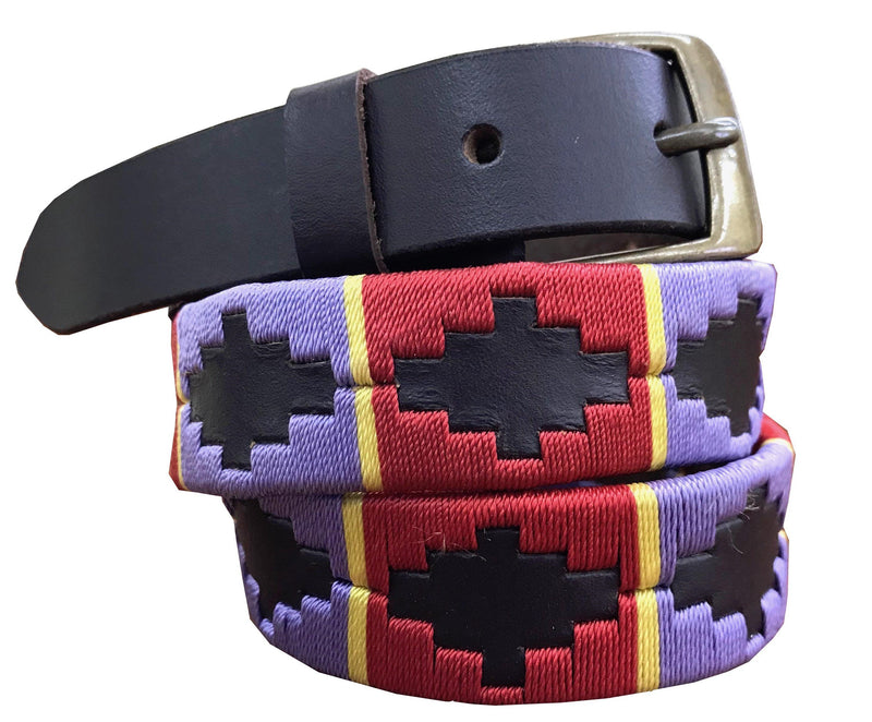 ANILLACO - Children's Polo Belt CARLOS DIAZ Boys Girls Kids Childrens Premium Unisex Brown Leather Embroidered Designer Gaucho Polo Belt