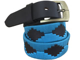 CARLOS DIAZ Mens Womens Premium Unisex Brown Leather Embroidered Designer Polo Belt