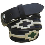CARLOS DIAZ Mens Womens Premium Unisex Brown Leather Embroidered Designer Polo Belt