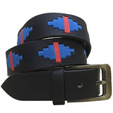 CARLOS DIAZ Mens Womens Premium Unisex Brown Leather Embroidered Designer Polo Belt