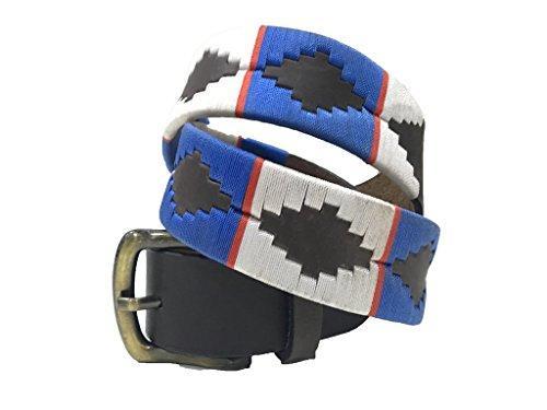 MARTELLI - Children's Polo Belt CARLOS DIAZ Boys Girls Kids Childrens Premium Unisex Brown Leather Embroidered Designer Gaucho Polo Belt
