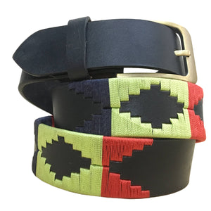 CARLOS DIAZ Mens Womens Premium Unisex Brown Leather Embroidered Designer Polo Belt