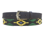 CARLOS DIAZ Mens Womens Premium Unisex Brown Leather Embroidered Designer Polo Belt