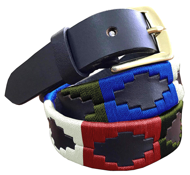 ELISA - Children's Polo Belt CARLOS DIAZ Boys Girls Kids Childrens Premium Unisex Brown Leather Embroidered Designer Gaucho Polo Belt