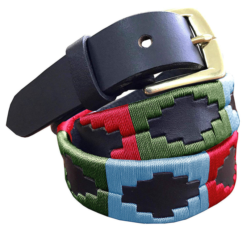 BARADERO - Children's Polo Belt CARLOS DIAZ Boys Girls Kids Childrens Premium Unisex Brown Leather Embroidered Designer Gaucho Polo Belt