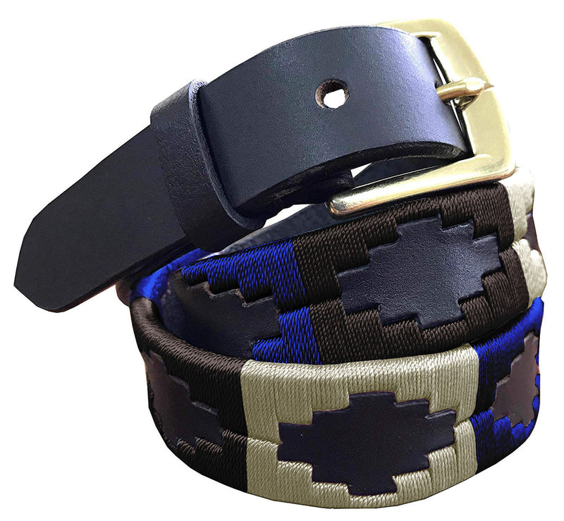 VEINTICINCO - Children's Polo Belt CARLOS DIAZ Boys Girls Kids Childrens Premium Unisex Brown Leather Embroidered Designer Gaucho Polo Belt