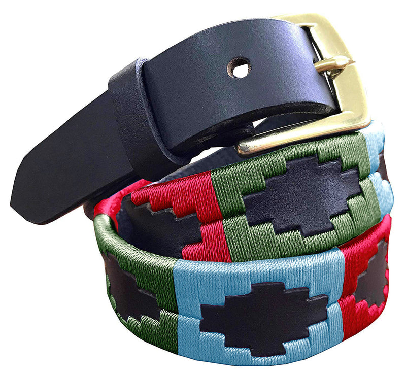 CLORINDA - Children's Polo Belt CARLOS DIAZ Boys Girls Kids Childrens Premium Unisex Brown Leather Embroidered Designer Gaucho Polo Belt