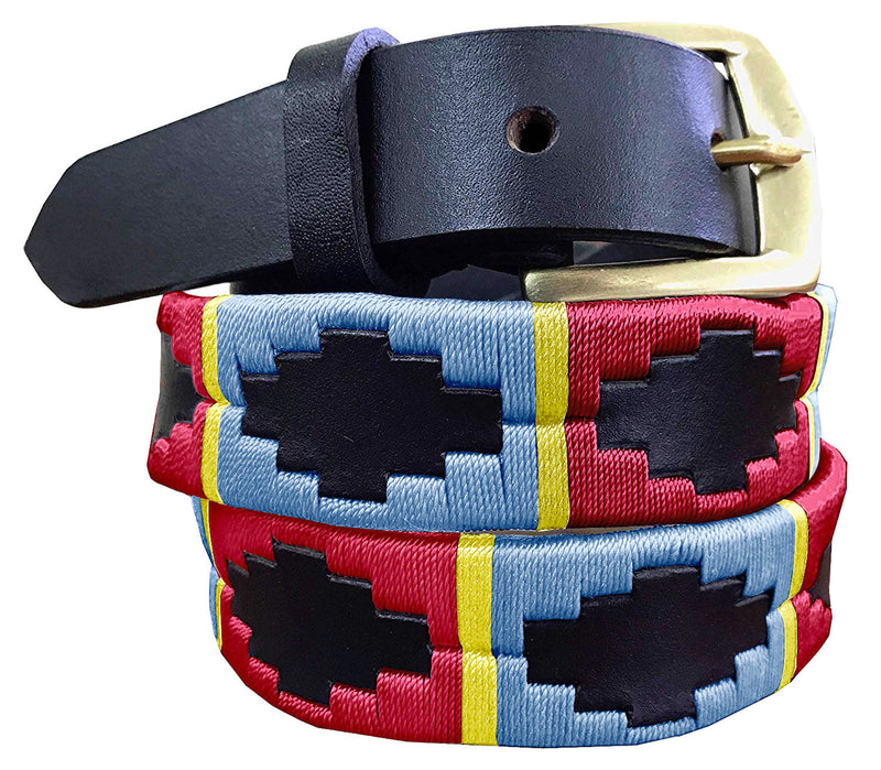 RÍO SALÍ - Children's Polo Belt CARLOS DIAZ Boys Girls Kids Childrens Premium Unisex Brown Leather Embroidered Designer Gaucho Polo Belt