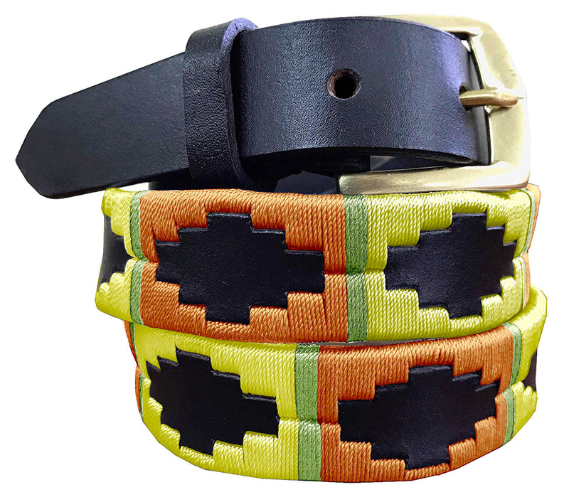 DESEADO - Children's Polo Belt CARLOS DIAZ Boys Girls Kids Childrens Premium Unisex Brown Leather Embroidered Designer Gaucho Polo Belt