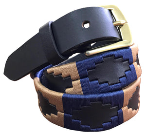 LAVALLE - Children's Polo Belt CARLOS DIAZ Boys Girls Kids Childrens Premium Unisex Brown Leather Embroidered Designer Gaucho Polo Belt