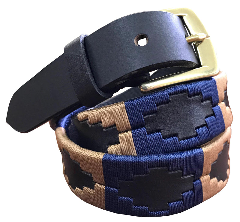 LAVALLE - Children's Polo Belt CARLOS DIAZ Boys Girls Kids Childrens Premium Unisex Brown Leather Embroidered Designer Gaucho Polo Belt