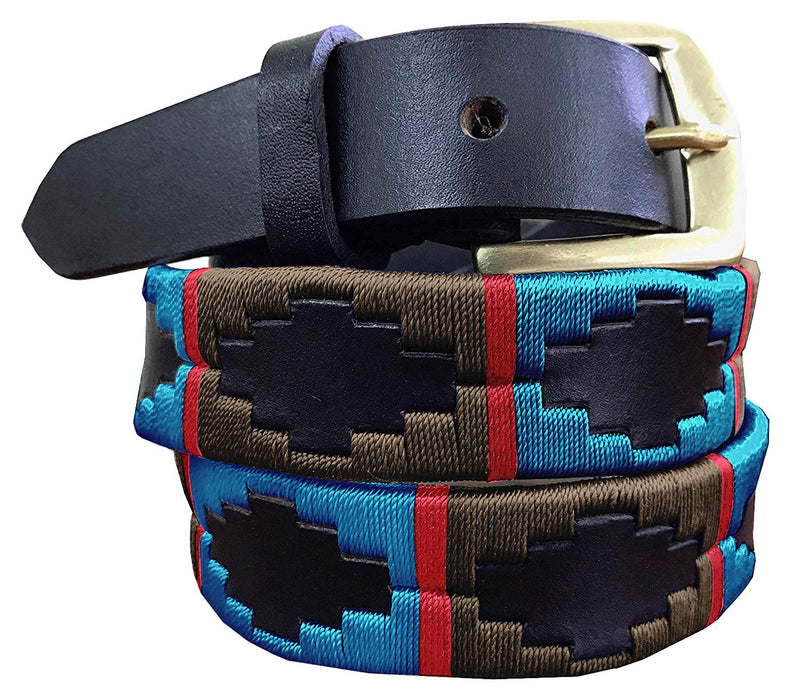 ALBARDÓN - Children's Polo Belt CARLOS DIAZ Boys Girls Kids Childrens Premium Unisex Brown Leather Embroidered Designer Gaucho Polo Belt