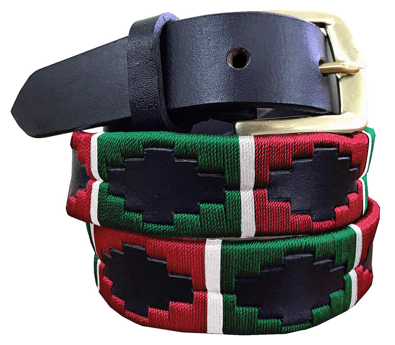GARÍN - Children's Polo Belt CARLOS DIAZ Boys Girls Kids Childrens Premium Unisex Brown Leather Embroidered Designer Gaucho Polo Belt