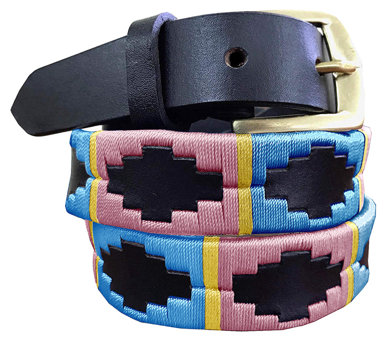 ZÁRATE - Children's Polo Belt CARLOS DIAZ Boys Girls Kids Childrens Premium Unisex Brown Leather Embroidered Designer Gaucho Polo Belt