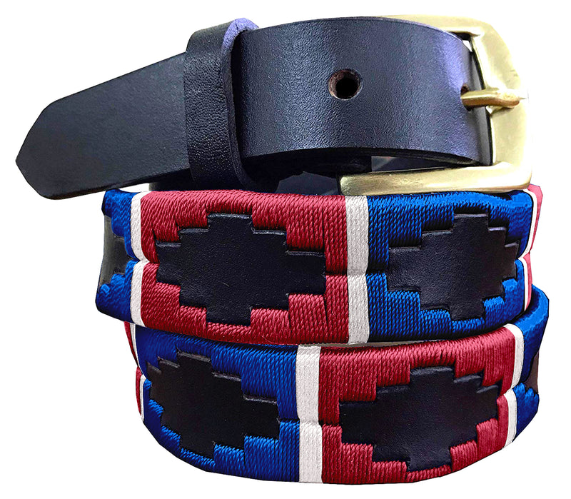 GUATRACHÉ - Children's Polo Belt CARLOS DIAZ Boys Girls Kids Childrens Premium Unisex Brown Leather Embroidered Designer Gaucho Polo Belt