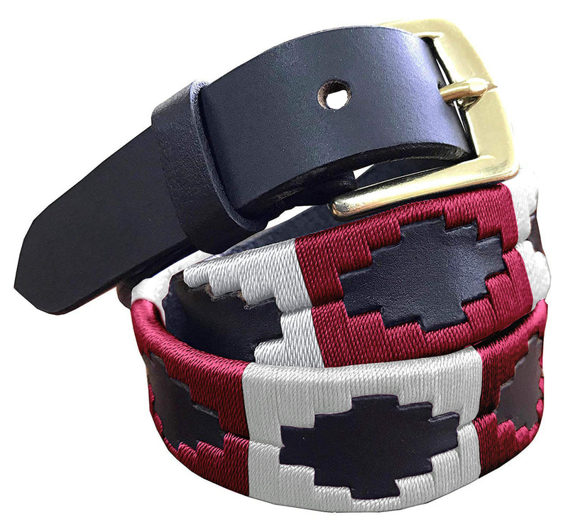 ARROYITO - Children's Polo Belt CARLOS DIAZ Boys Girls Kids Childrens Premium Unisex Brown Leather Embroidered Designer Gaucho Polo Belt