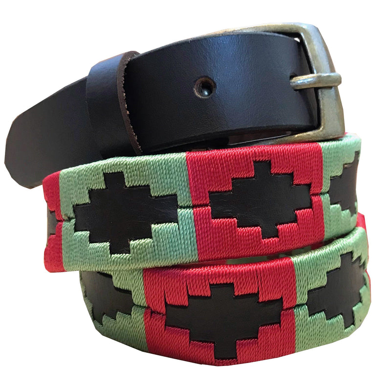 OBERÁ - Children's Polo Belt CARLOS DIAZ Boys Girls Kids Childrens Premium Unisex Brown Leather Embroidered Designer Gaucho Polo Belt