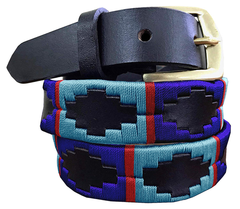 CALINGASTA - Children's Polo Belt CARLOS DIAZ Boys Girls Kids Childrens Premium Unisex Brown Leather Embroidered Designer Gaucho Polo Belt