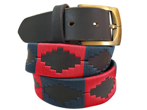 CARLOS DIAZ Mens Womens Premium Unisex Brown Leather Embroidered Designer Polo Belt
