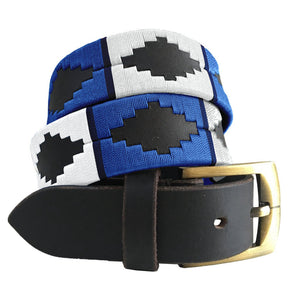 CARLOS DIAZ Mens Womens Premium Unisex Brown Leather Embroidered Designer Polo Belt