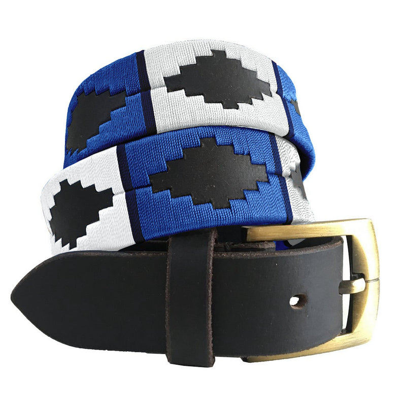 CARLOS DIAZ Mens Womens Premium Unisex Brown Leather Embroidered Designer Polo Belt