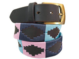 CARLOS DIAZ Mens Womens Premium Unisex Brown Leather Embroidered Designer Polo Belt