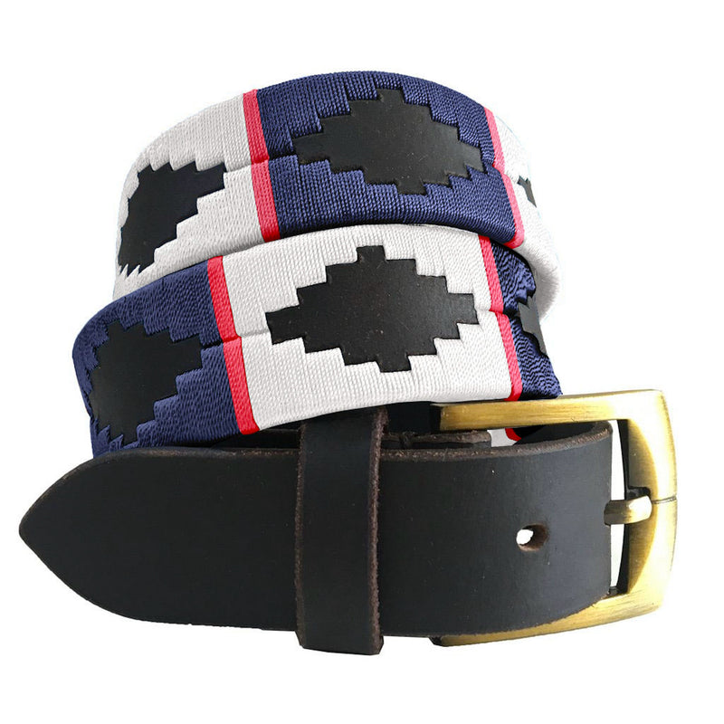 CARLOS DIAZ Mens Womens Premium Unisex Brown Leather Embroidered Designer Polo Belt