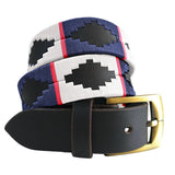 CARLOS DIAZ Mens Womens Premium Unisex Brown Leather Embroidered Designer Polo Belt
