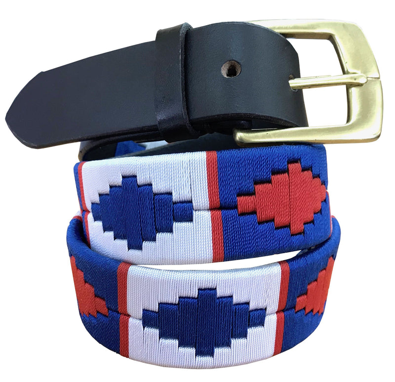 CARLOS DIAZ Mens Womens Premium Unisex Brown Leather Embroidered Designer Polo Belt