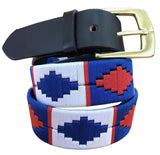 CARLOS DIAZ Mens Womens Premium Unisex Brown Leather Embroidered Designer Polo Belt