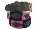 CARLOS DIAZ Mens Womens Premium Unisex Brown Leather Embroidered Designer Polo Belt