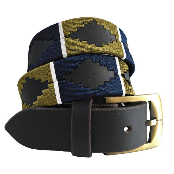 CARLOS DIAZ Mens Womens Premium Unisex Brown Leather Embroidered Designer Polo Belt